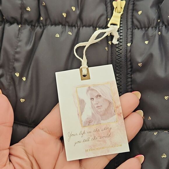 Jessica Simpson Girls Puffy Winter Coat With Faux Fur Hood & Mittens 10/12 Black - Picture 8 of 16